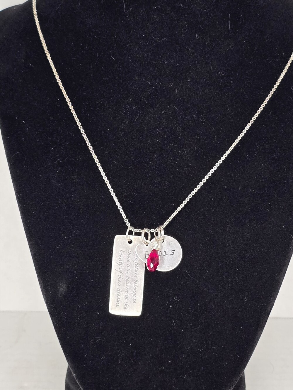 Vintage 'LA' Sterling Silver Inscribed Charm Necklace 18 Inch 4 Charms